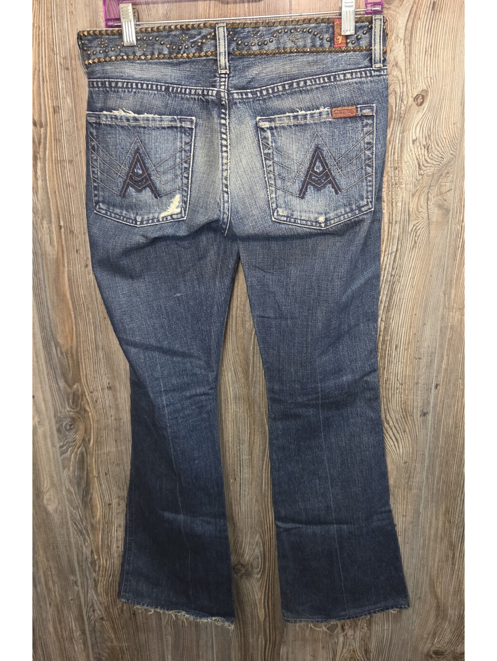 7 for all Mankind Denim Blue Jeans Wmn Size 28 (31x32) Boot "A" Pocket USA Made